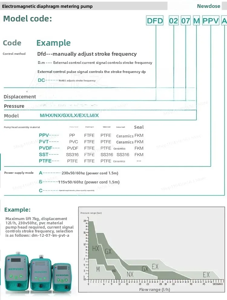 NEWDOSE جديد مضخة قياس الجرعات Dauz DFD-01-07-M مضخة مكبس الحجاب الحاجز الكهرومغناطيسي معدات الجرعات جودة المياه #5