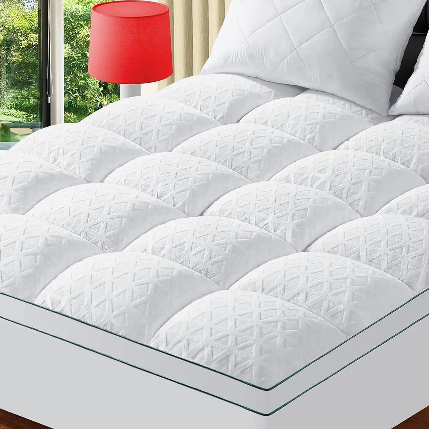 

Topper Queen Size Extra Thick Mattress Pad for Back Pain Viscose Made from Bamboo Pillow Top Mattress Cover Soft Bed Topper