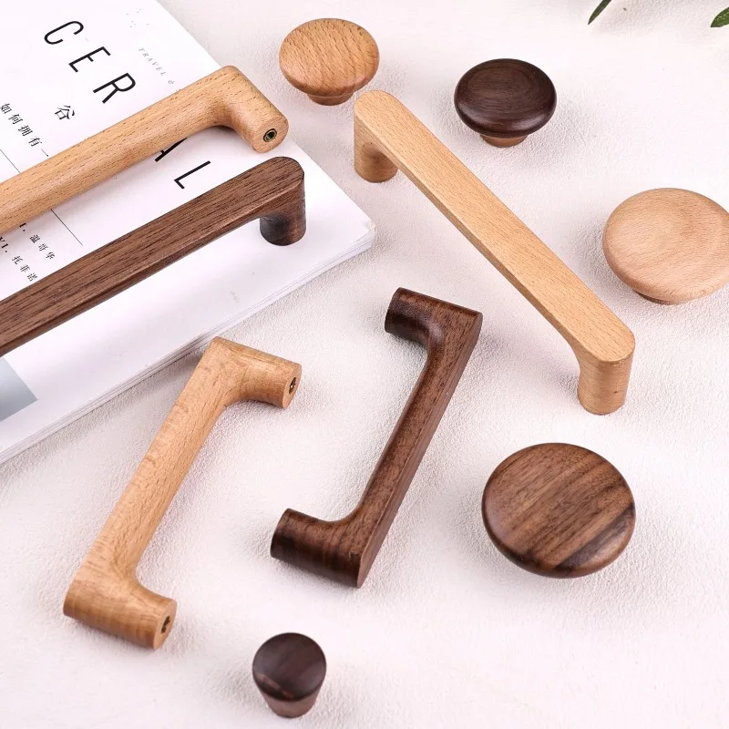 Holzschrankgriff Nordischer Massivholz-Küchentürgriff Kommode Kleiderschrank Knöpfe Schubladengriff Möbelgriffe – Detail 6