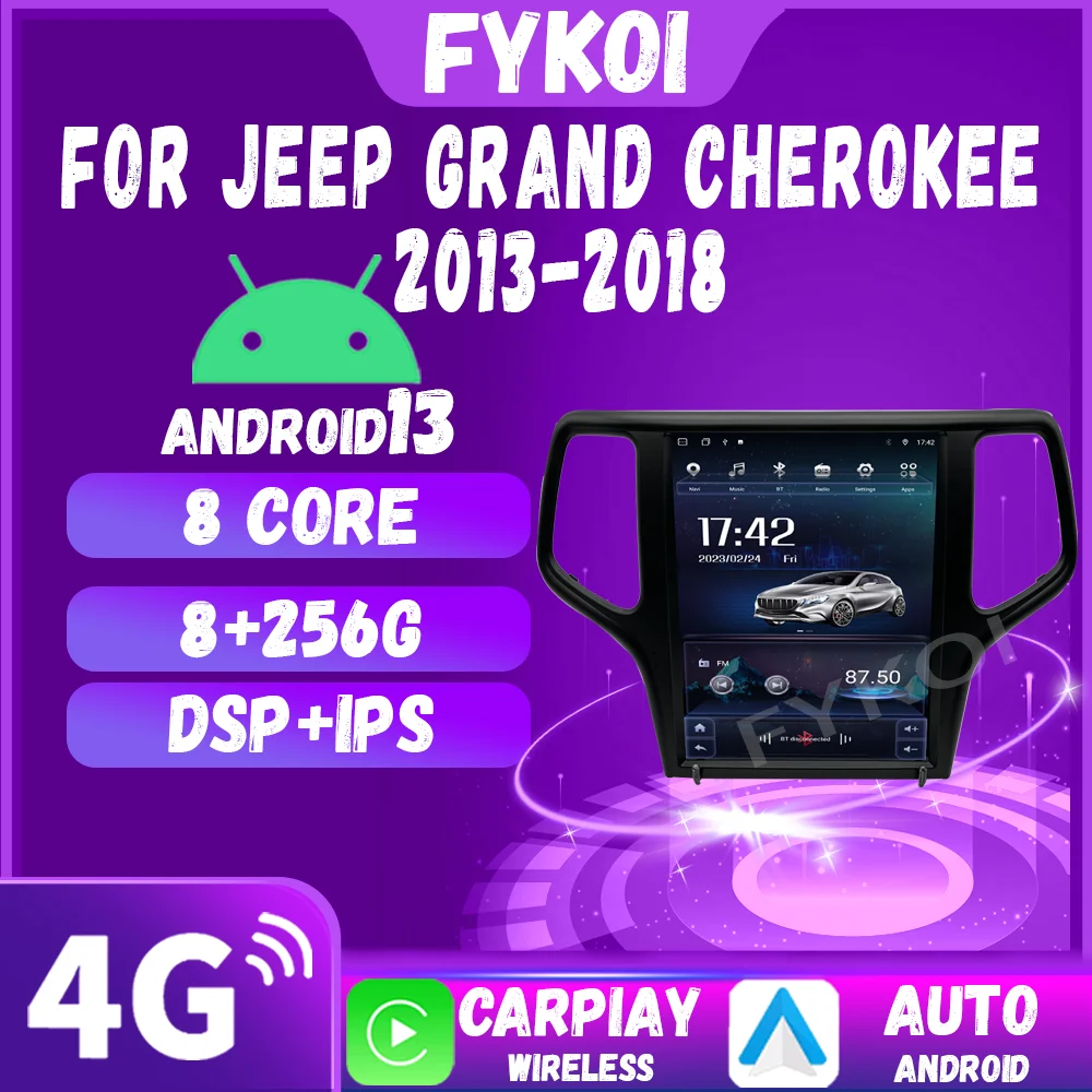 

Автомобильный радиоприемник для Jeep Grand Cherokee 2013-2018 CarPlay Android автомобильный мультимедийный стиль Тесла Bluetooth 4G WIFI GPS подарок