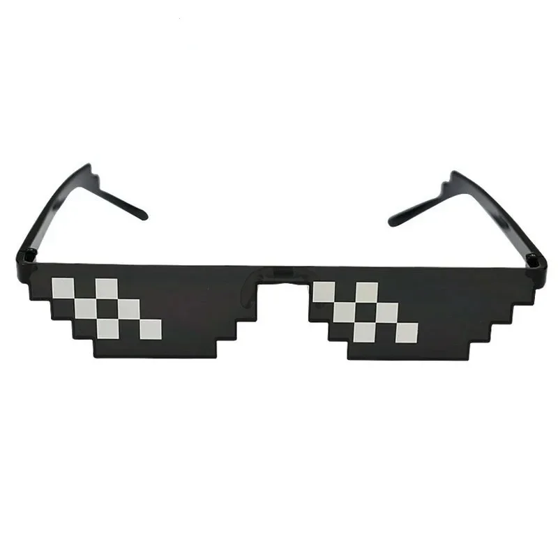 Funny Glasses Women Men Polygonal Brand Sunglasses Mosaic Masculine 8 Bits Style Pixel Sun Glass Fashion