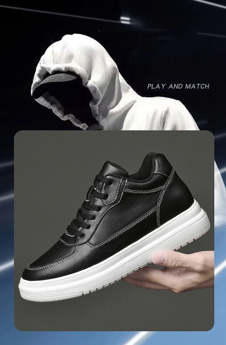 Lift Turnschuhe Mann Aufzug Schuhe Höhe Erhöhen Einlegesohle 8 cm Weiß Schwarz Größere Schuhe Männer Freizeit Mode Sport Plus größe 36-44 – Detail 8