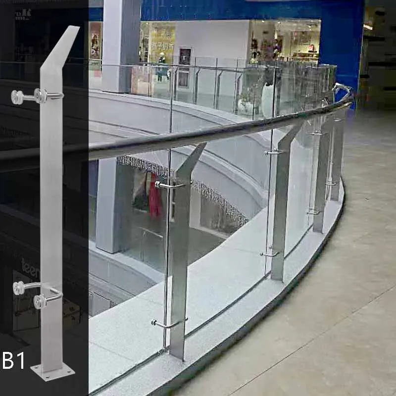 التخصيص جودة عالية الفولاذ المقاوم للصدأ درابزين الدرج تصميم شرفة درابزين زجاجي درابزين زجاجي #6