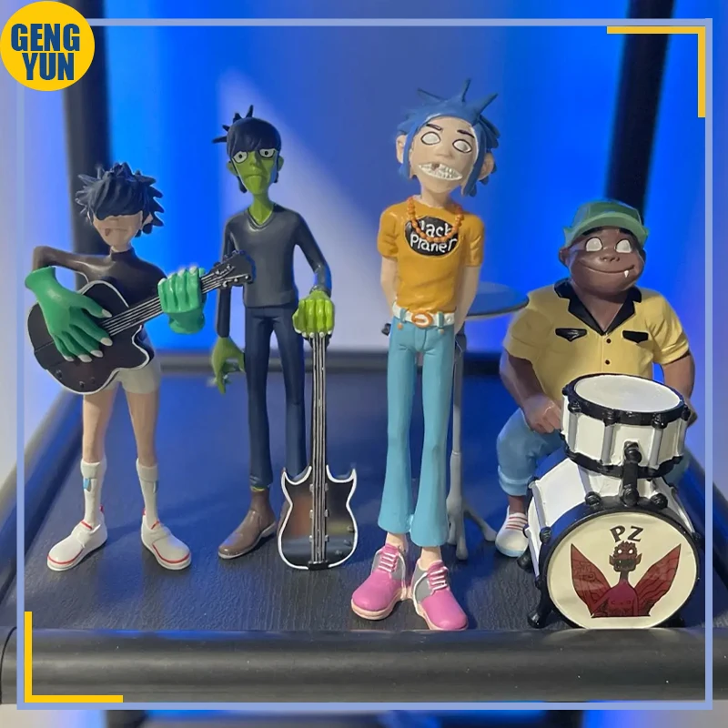 4pcs Gorillaz Band Action Figure 2-D Murdoc Noodle Russel Virtual Rock Band Figurine Resin Doll Room Decoration Toys Xmas Gifts