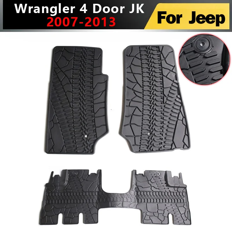 

For Jeep Wrangler 4 Door JK 2007-2013 Full Set Floor Mats Replacement Rubber Car Floor Liners Car Anti-Dirt Pad Auto Accessories