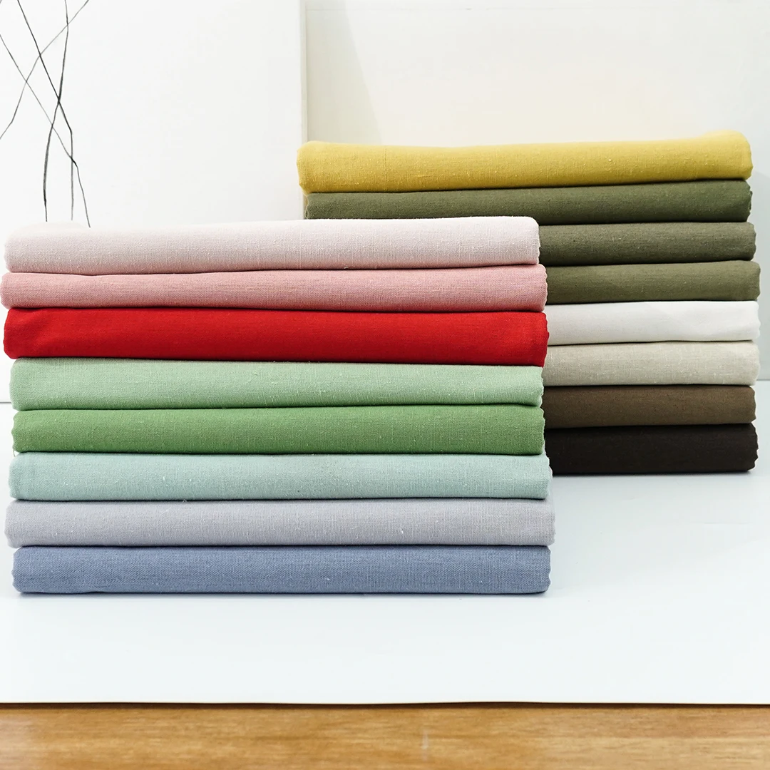 0.5m/1m/2m Pure Color Faux Cotton Linen Fabric Soft for DIY Clothing Curtain Storage Bag Home Textile Tablecloth Sewing Fabric