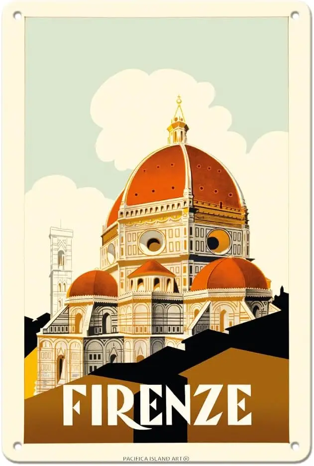 Pacifica Island Art Florence (Firenze) Italy - Santa Maria del Fiore Cathedral the Duomo of Florence - Vintage Travel Poster c.1