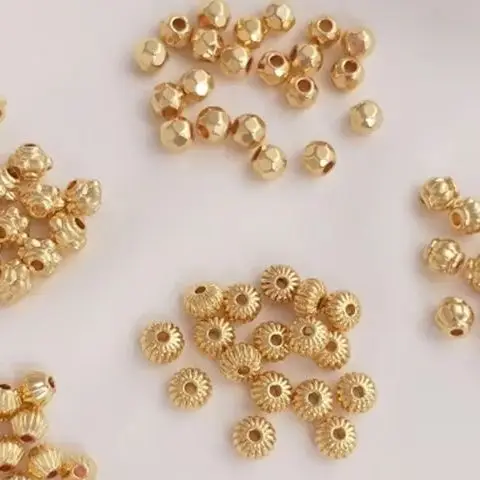 14K Plated Gold Color Cut Pumpkin Lantern Diamond Beads for DIY Bracelet Loose Ornaments Jewelry Making