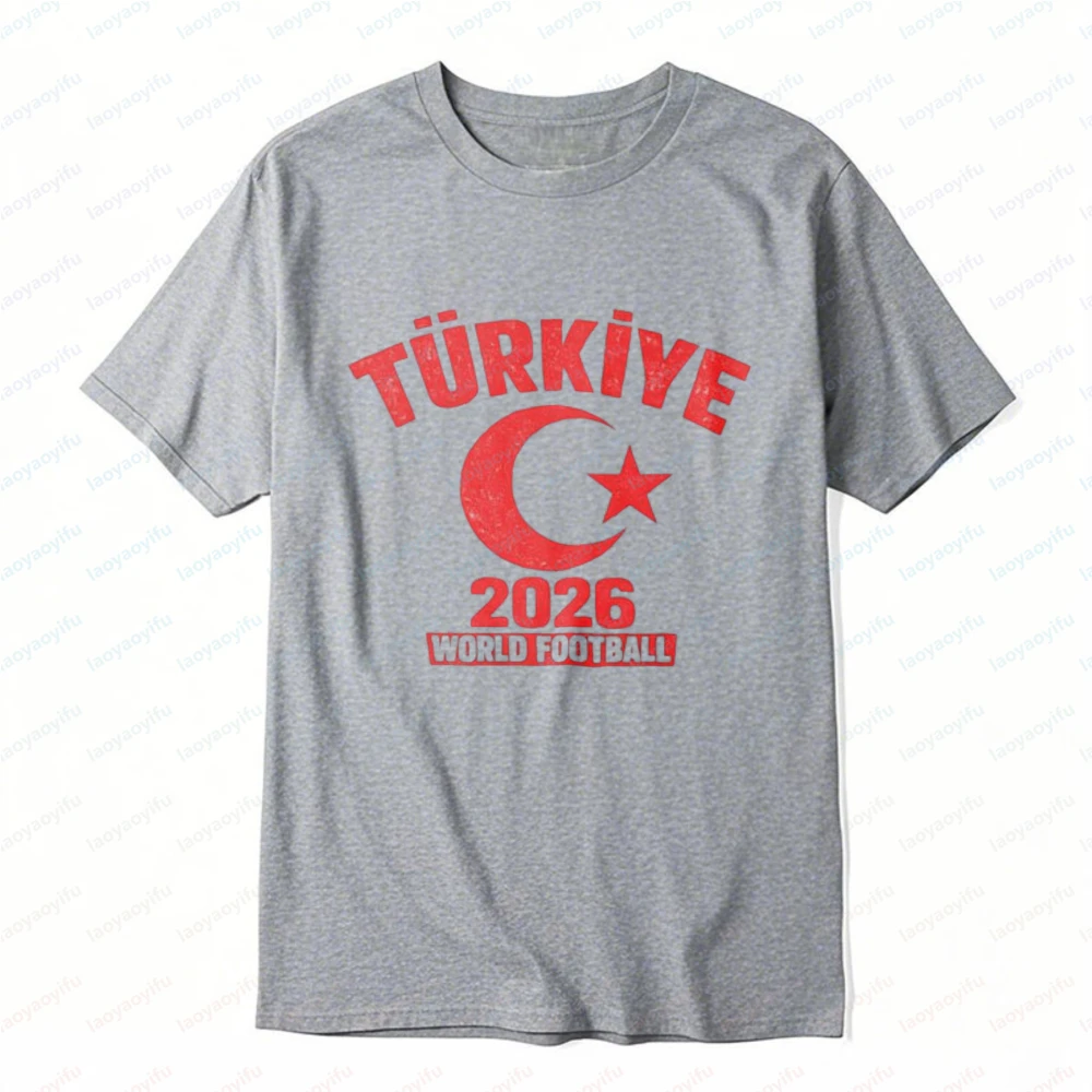 Türkiye 2026 Football Unisex Cotton T-Shirt Turkish Soccer Fan Casual Tops National Team Futbol Souvenir Trend Men's Clothing