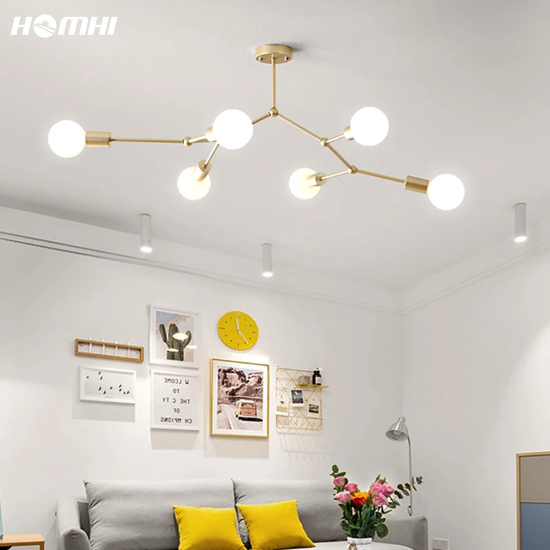 

Homhi Luxury Chandelier Modern Ceiling Magic Bean Ceiling Lighting Lamp Scandinavian Golden Living Room Suspension HCL-026 KC