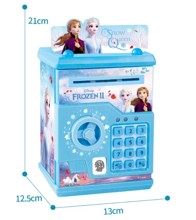 VIP Disney Frozen Kids รหัสผ่านลายนิ้วมือมัลติฟังก์ชั่นอัตโนมัติม้วนเงิน Piggy Bank กล่องเก็บของเล่นเด็กของขวัญ