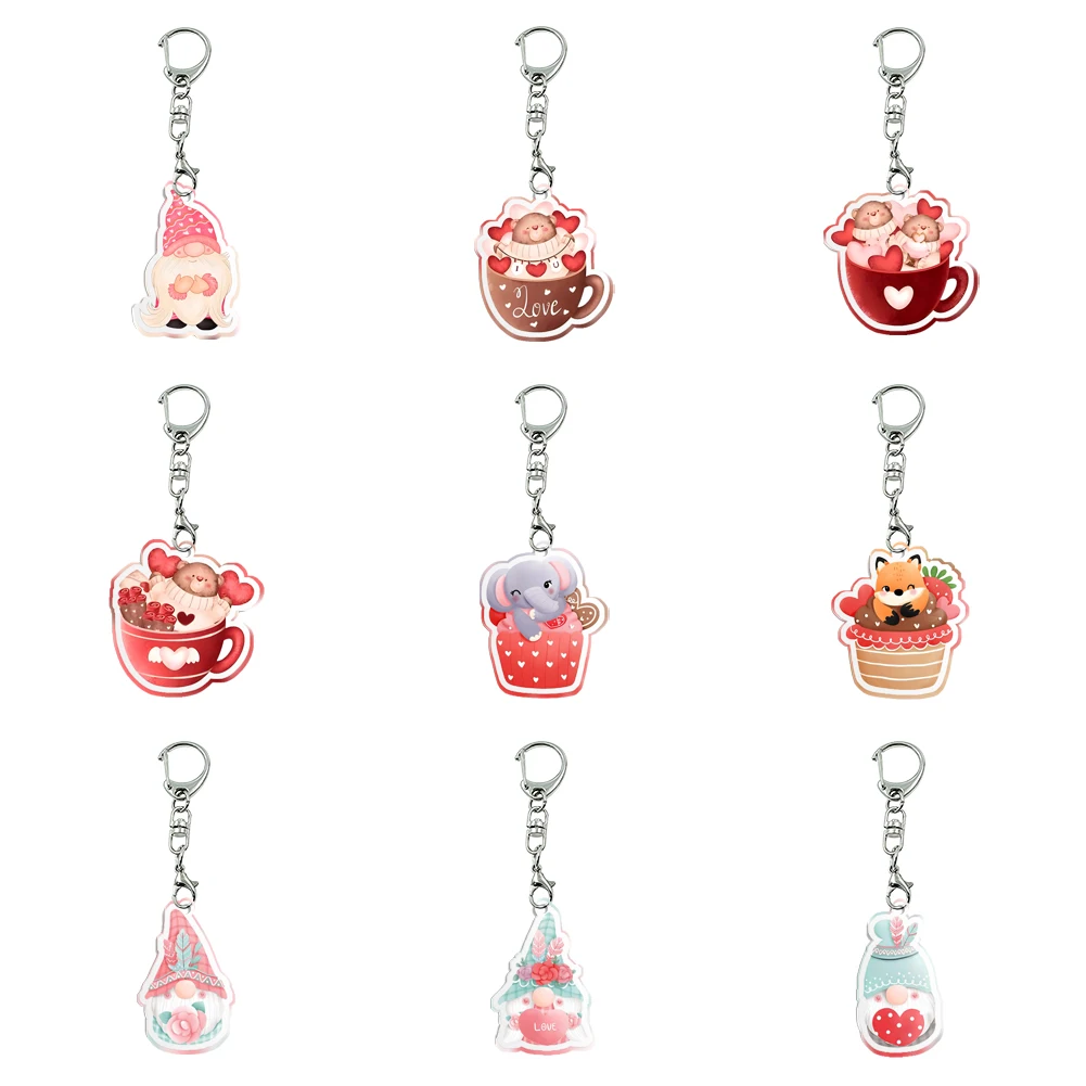 

New Women Men Acrylic Cute Animals Keychain Transparent Acrylic Trinket For Friends Pendants