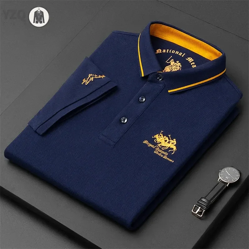 Men's Embroidered Casual Fashion Short Sleeved POLO Shirt Summer Comfortable Top image 2