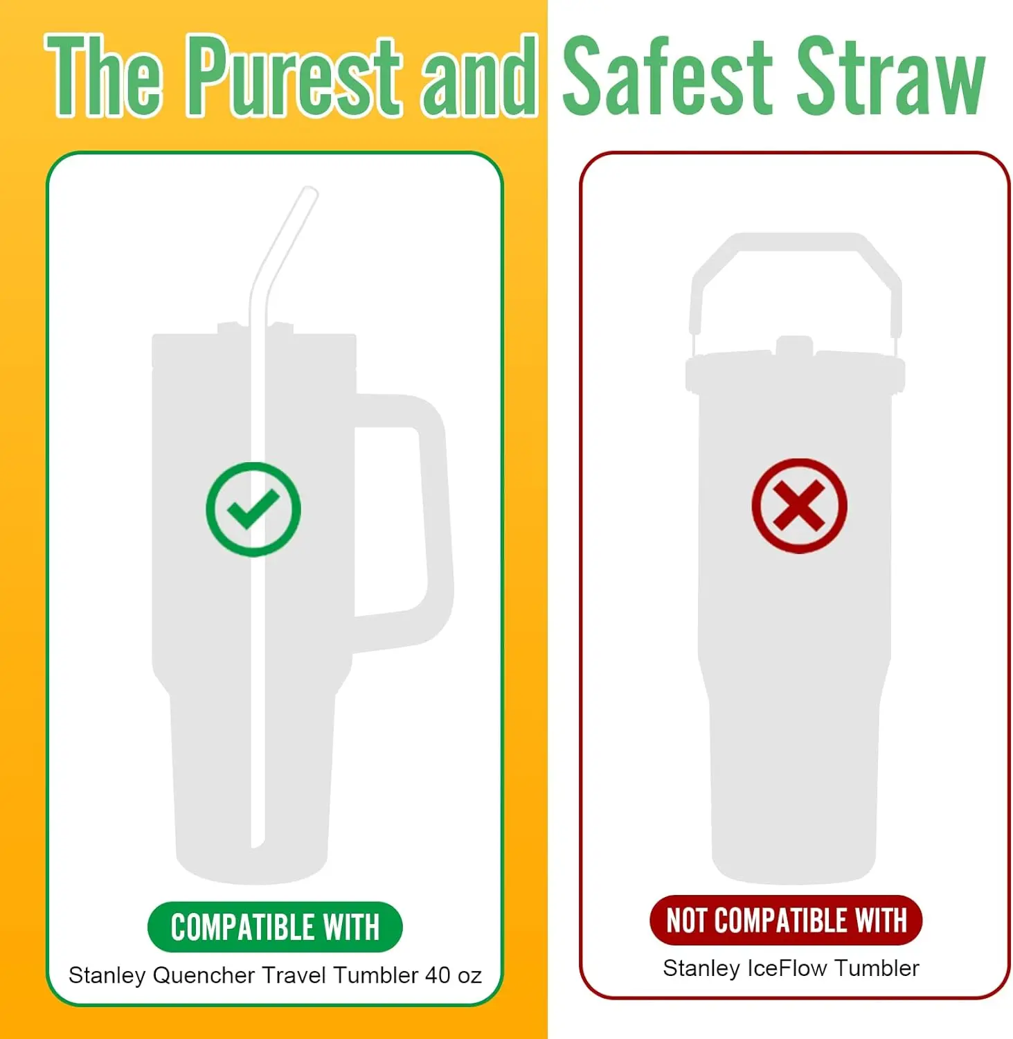6 pcs Reusable Silicone Straws, Straw Replacement for Stanley H2.0 FlowState Cups 40 oz Cups