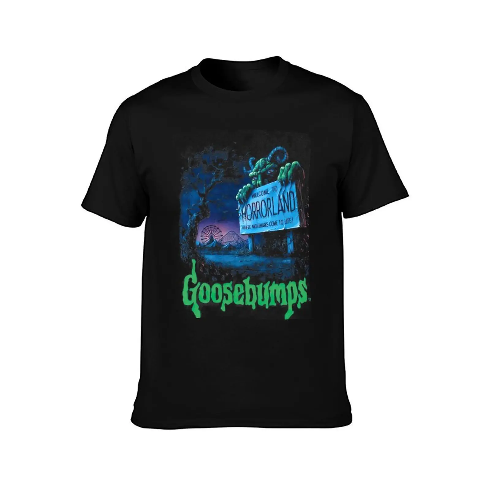 Goosebumps Horrorland Horror T-Shirt, Summer Casual Cotton Tee, Oversized Streetwear Tops, Vintage Graphic Print, 100% Cotton