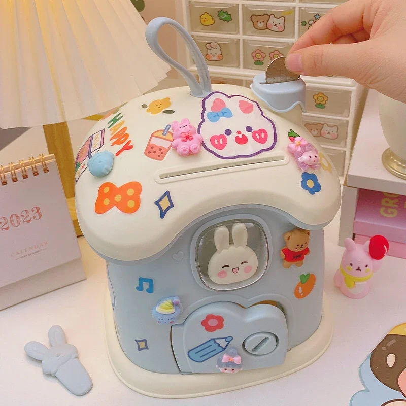 여아용 DIY 크리에이티브 머니 뱅킹 장난감, 돼지 저금통, 돈 절약 냄비, 동전 상자, 열쇠 잠금, 크리스마스 선물, 어린이용 장난감
