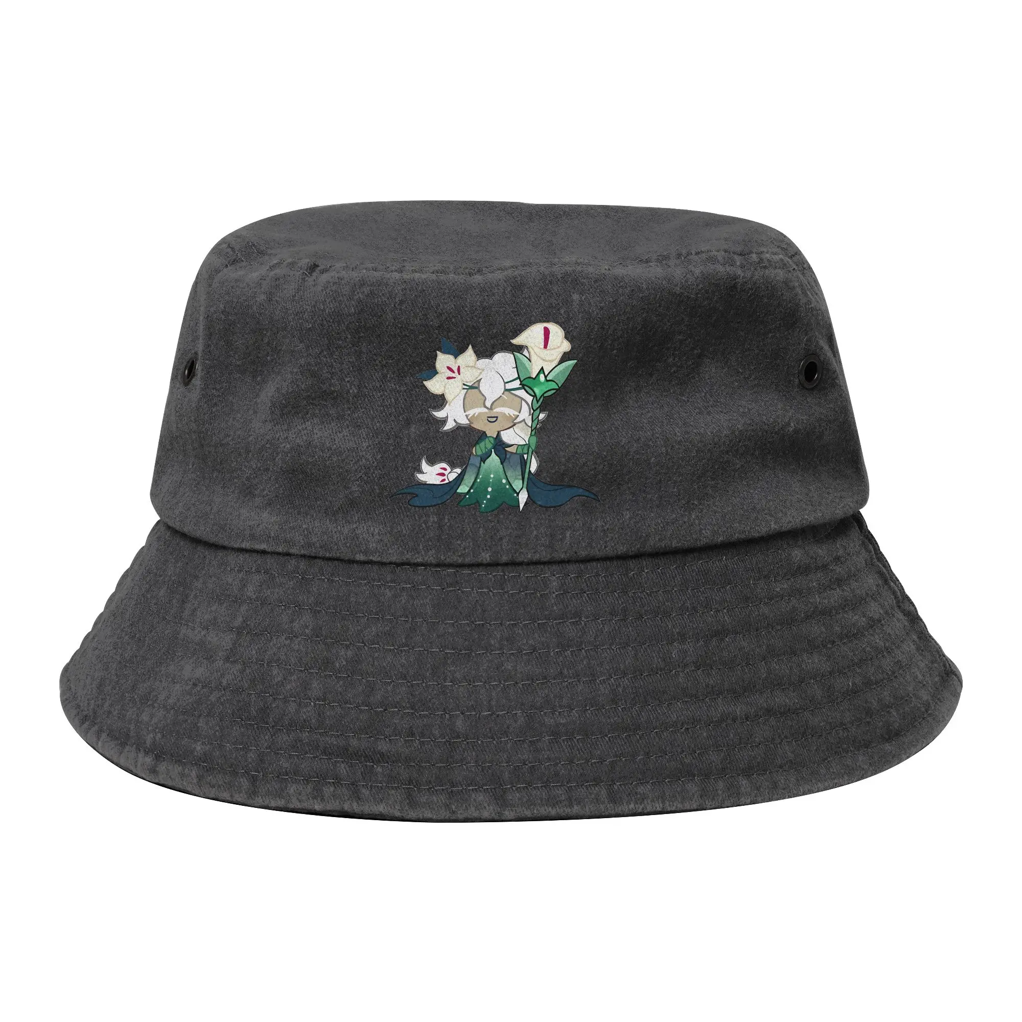 White Lily Cookie! Cookie Run Kingdom   Bucket Hats Unisex Outdoor  Distressed Washed Fishing Caps Summer Boonie Hat