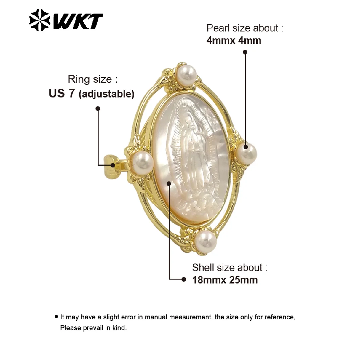 WT-MPR105 New Arrivals  Classic Unique  Ring Shells  With Yellow Gold Plated For Women Perfect  Daily Decoration