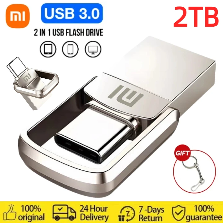 جديد Xiaomi USB 3.0 TYPE C محرك فلاش USB 2 تيرا بايت OTG Pen Drive 512G 256GB 128GB 64G 1 تيرا بايت USB عصا 2 في 1 عالية السرعة بندريف U القرص