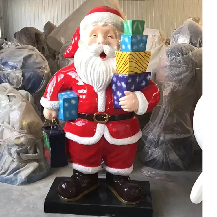 life size christmas gift box statue resin fiberglass christmas sculpture for shopping mall decoration