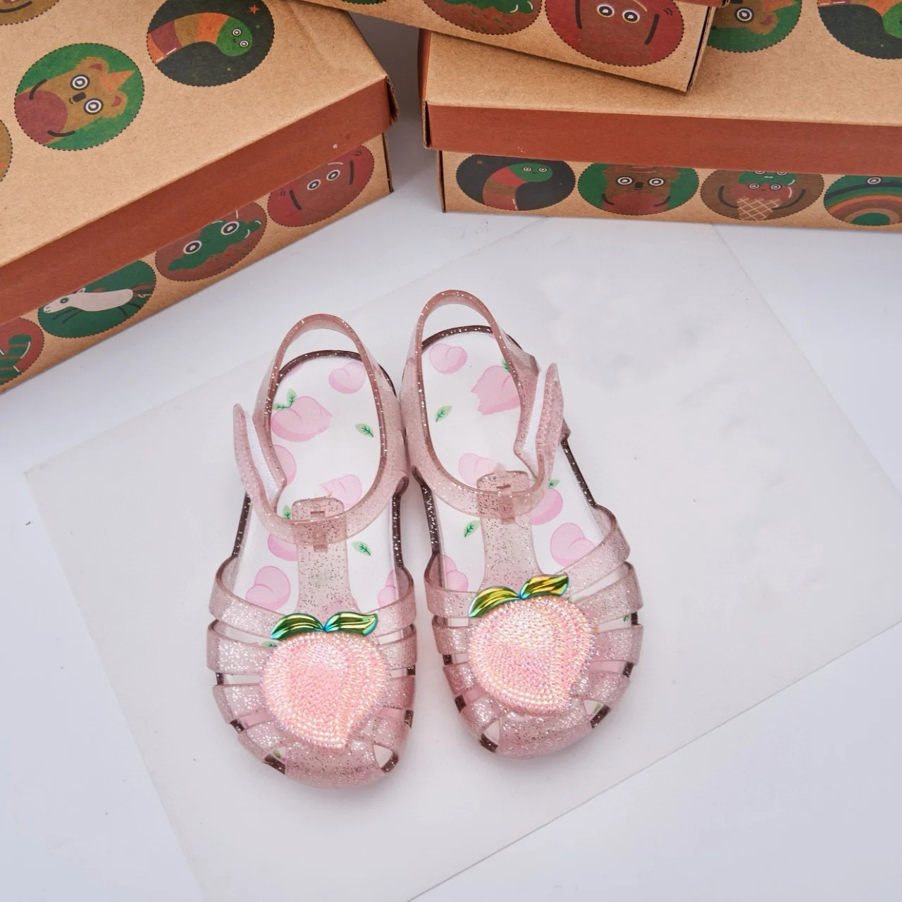 Summer kids Bao-head Roman Jelly shoes cute fruit flat sandals