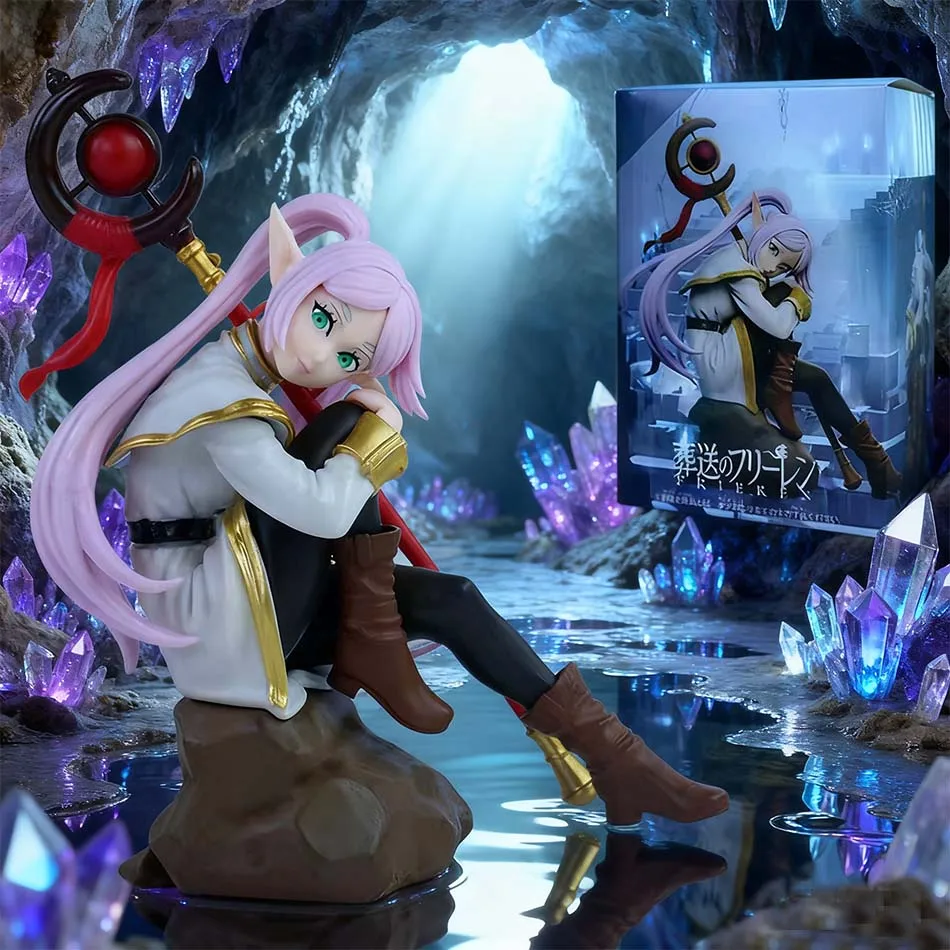 Nwe Frieren: Beyond Journey's End Anime Figur Sitting Fern Actionfiguren Frieren Noodle Stopper PVC Model Statue Collection