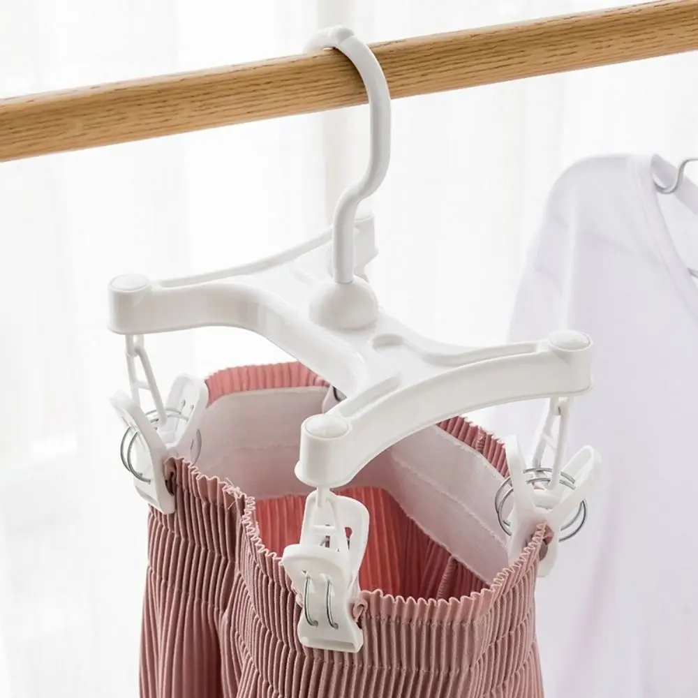 360° Rotatable H Shaped Trouser Hanger Efficient Wind-Resistant Underwear Drying Rack with Clips Space Saving