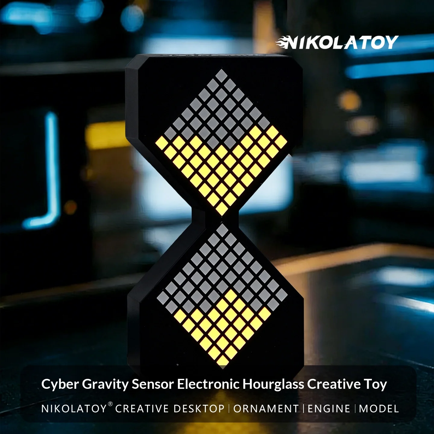 

Cyber Gravity Sensing Electronic Hourglass DIY High-Tech Creative Desktop Ornament Toy Gift for Friends Holiday Gift