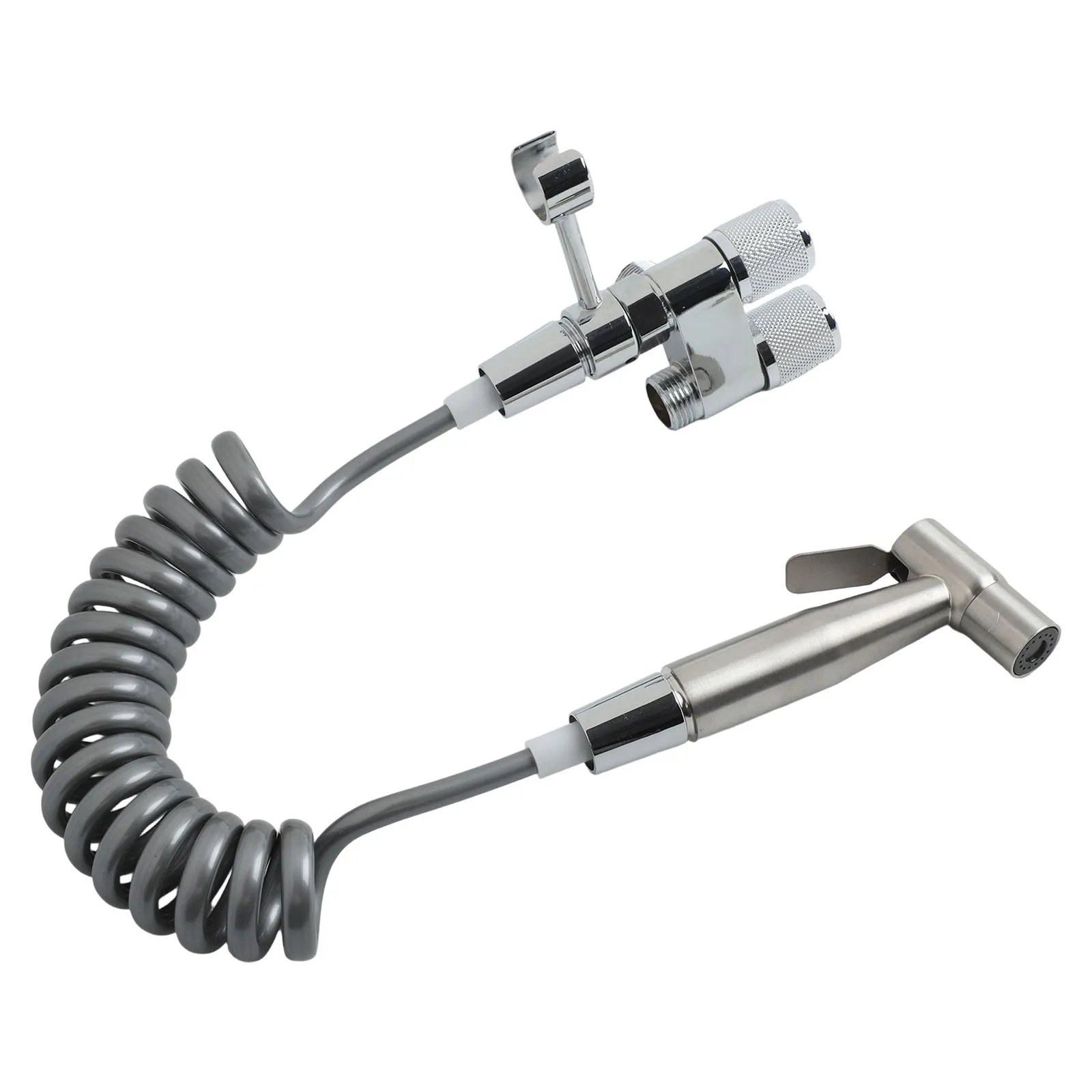 Stainless Steel and Brass Bidet Sprayer Nozzle with 2M Hose Length and Adjustable Water Pressure for Bathroom Use