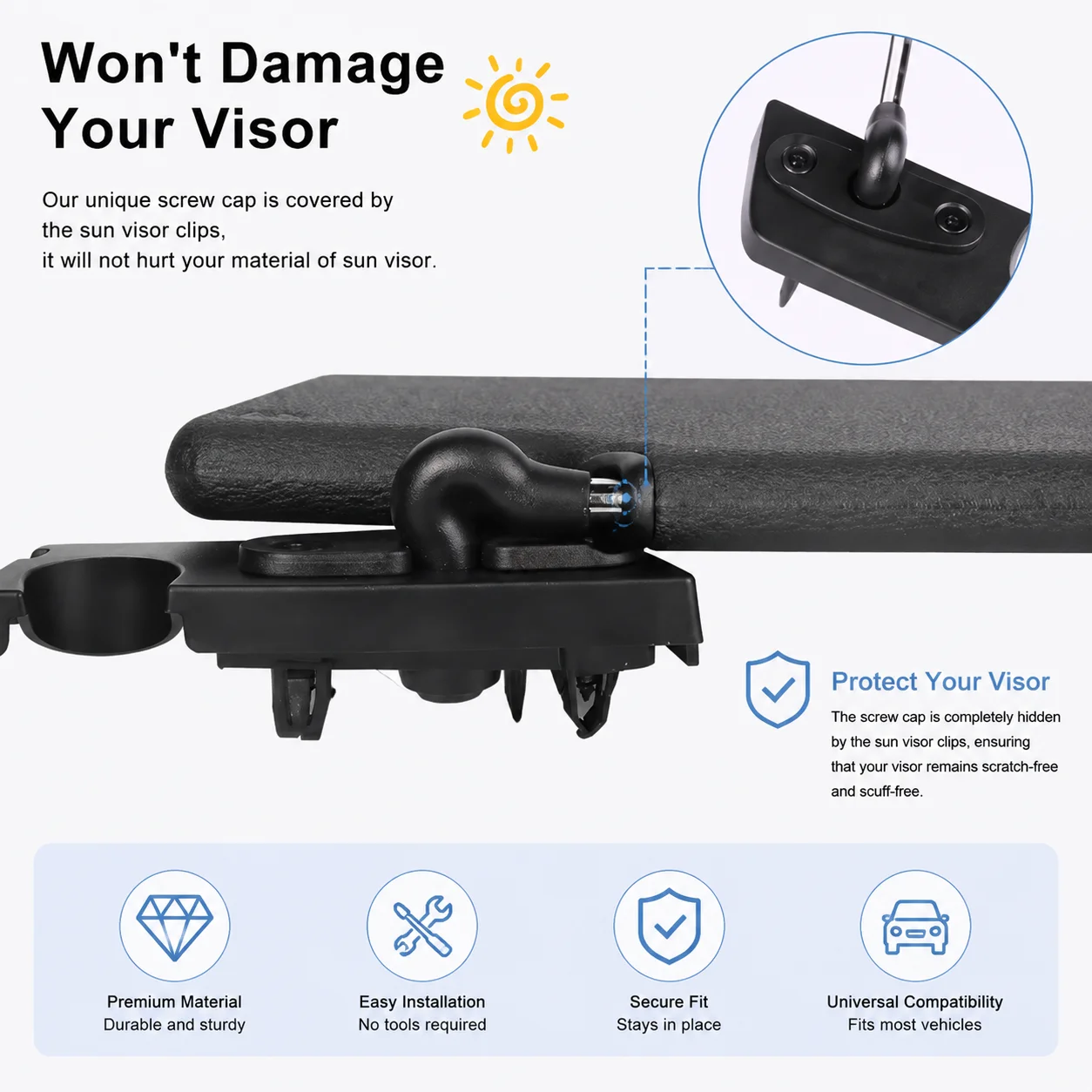 for Jeep Wrangler JK JL JT Metal Sun‑Visor Retainer Bracket Auto Interior Repair Accessory for Vehicle No Rattle Easy Install