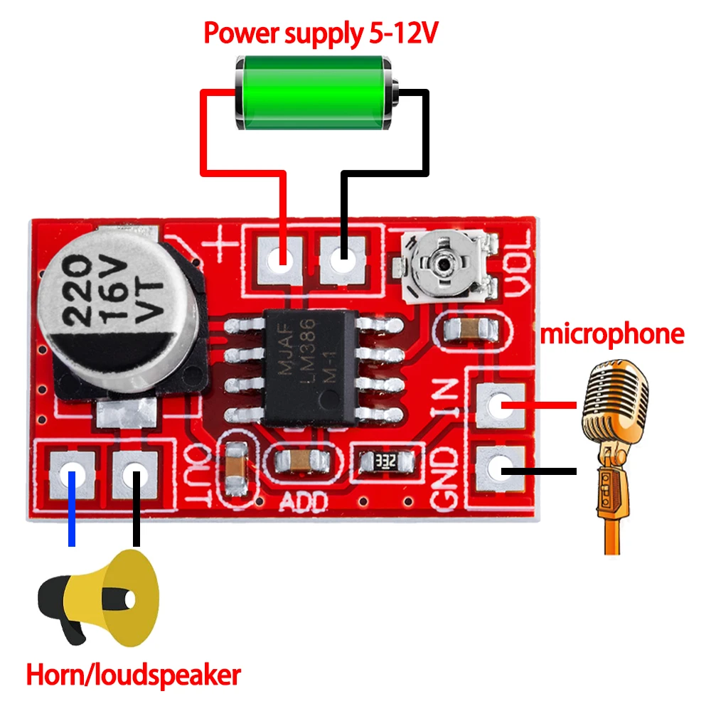 ‌ Płytka wzmacniacza mikrofonu elektretowego Mini 5V-12V – Moduł przedwzmacniacza mikrofonu pojemnościowego — zdjęcie produktu 7