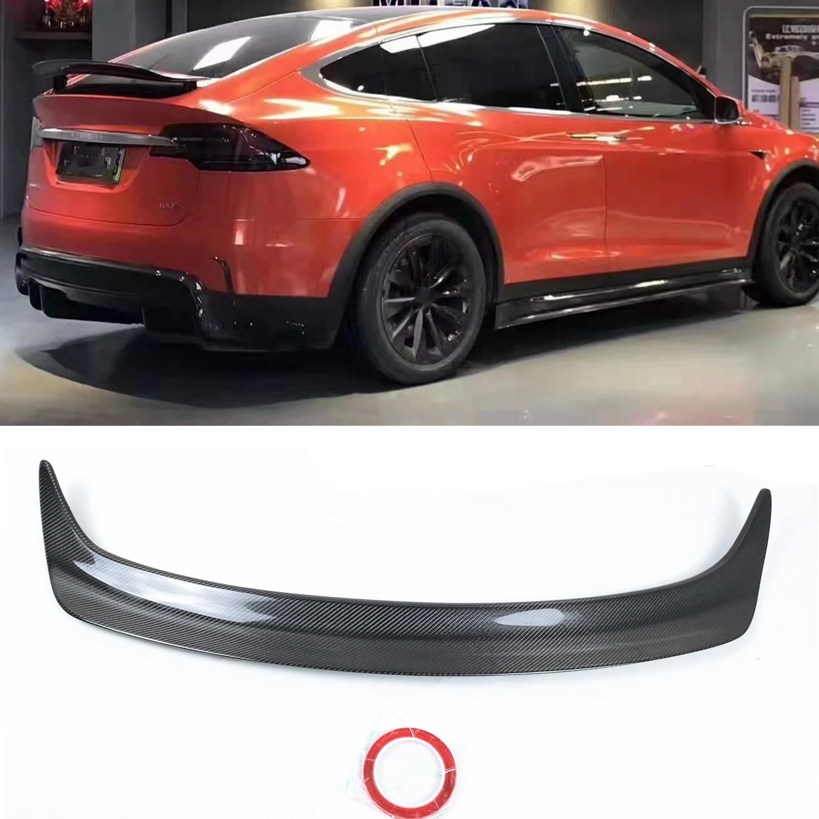 

For Tesla Model X Sedan 4 Door 2016-2022 Rear Trunk Lid Spoiler Wing Splitter Lip Carbon Fiber Car Tailgate Flap Decklid Trim