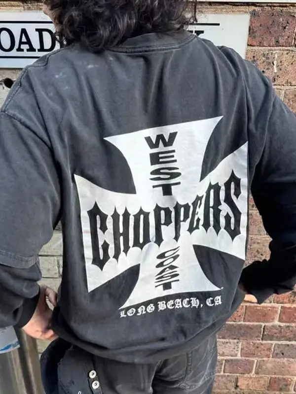 

WestCoastChoppers Американская универсальная футболка с персональным принтом West Coast Street ort Sve ex Модная круглая футболка свободного кроя Ne