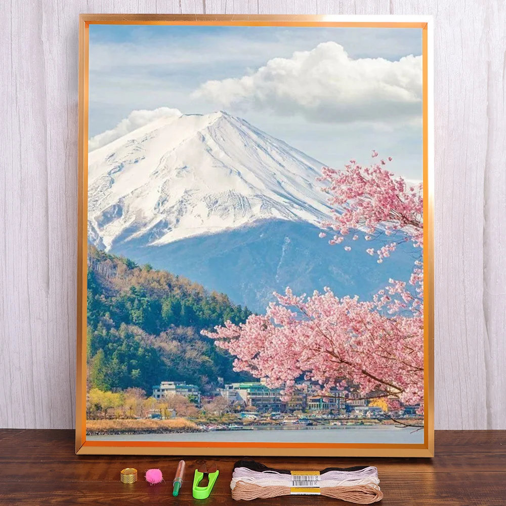 Scenery Mount Fuji Pre-Printed Cross-Stitch Embroidery Patterns Painting Sewing Handicraft Handmade Needle Package Wholesale