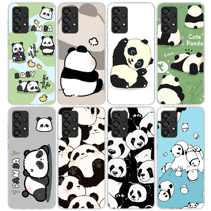 Cartoon Cute Panda Bear Phone Case for Samsung Galaxy A15 A25 A35 A55 A14 A24 A34 A54 A13 A23 A33 A53 A12 A22 A32 A52 A05S A04S