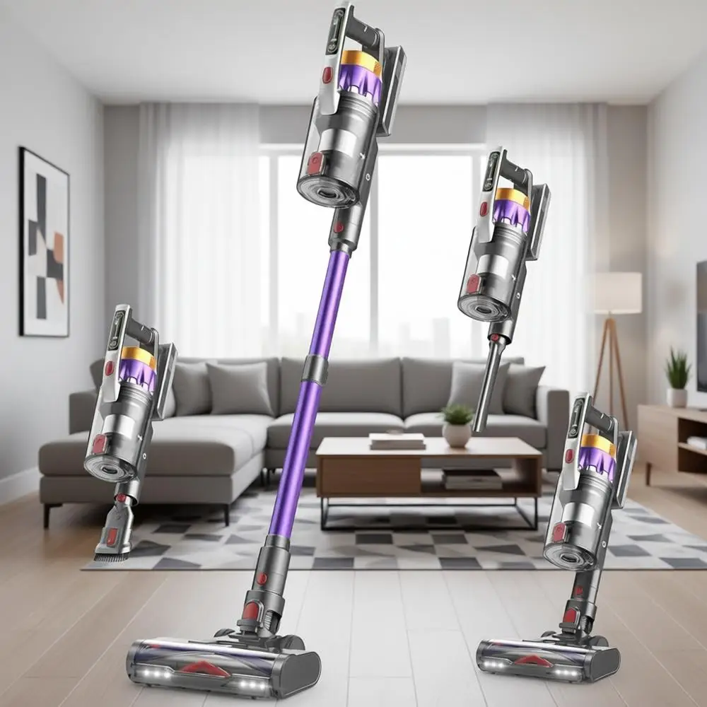 

650W 55KPA 70Mins Vacuum Cleaners for Home, Anti-Allergen, Self-Standing Stick Vacuum Cordless Rechargeable, Lightweight Vacuum