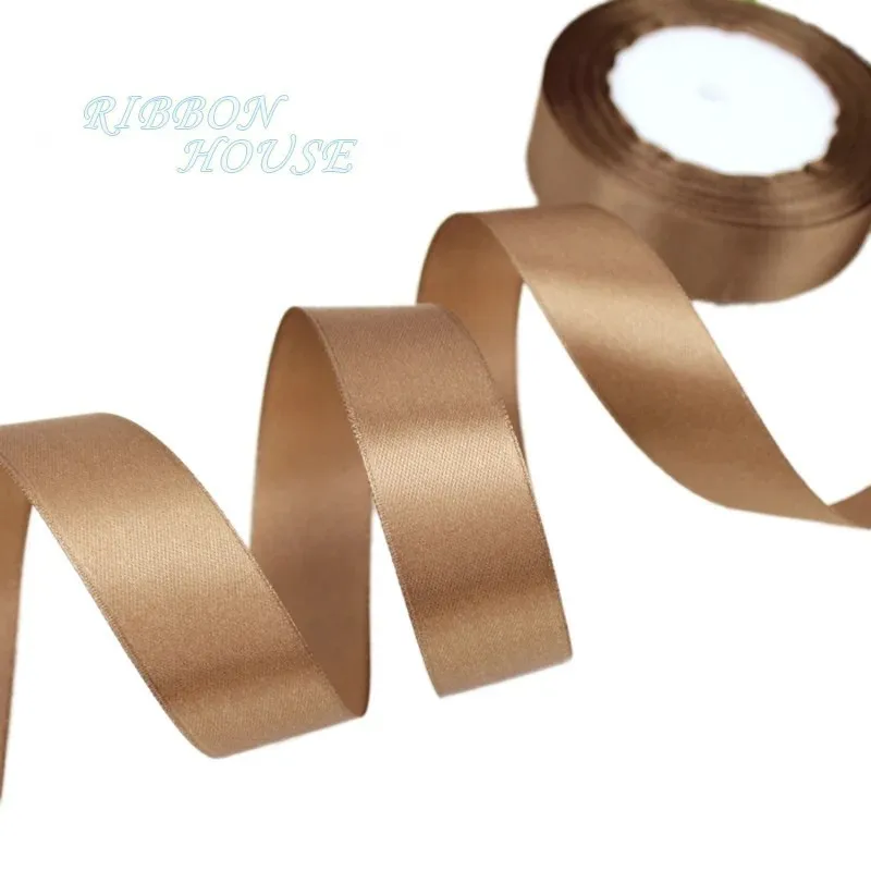 Marrone Singolo Viso Nastro di Raso nastri Da Imballaggio del Regalo Di Natale del Commercio All\'ingrosso