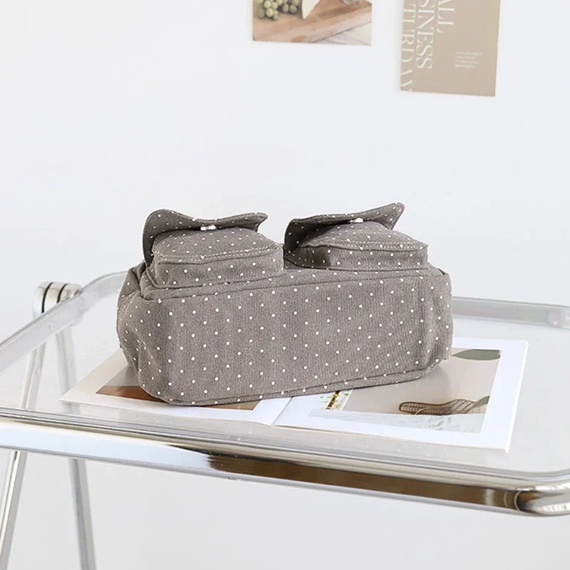 Schultertasche mit mehreren Taschen und Sternenmuster, gepunktet, für Damen, Canvas-Tragetasche, koreanische süße, niedliche, lässige Handtasche für Pendler und Reisen – Detail 6