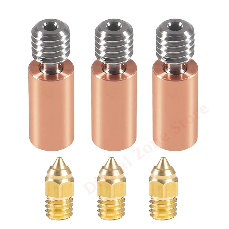 

3Pcs Bi-Metal Heatbreak Throat Tube with 3Pcs 0.4mm Nozzle for Creality Ender 3 S1/Pro, CR10 Smart Pro, Sermoon V1 3D Printer