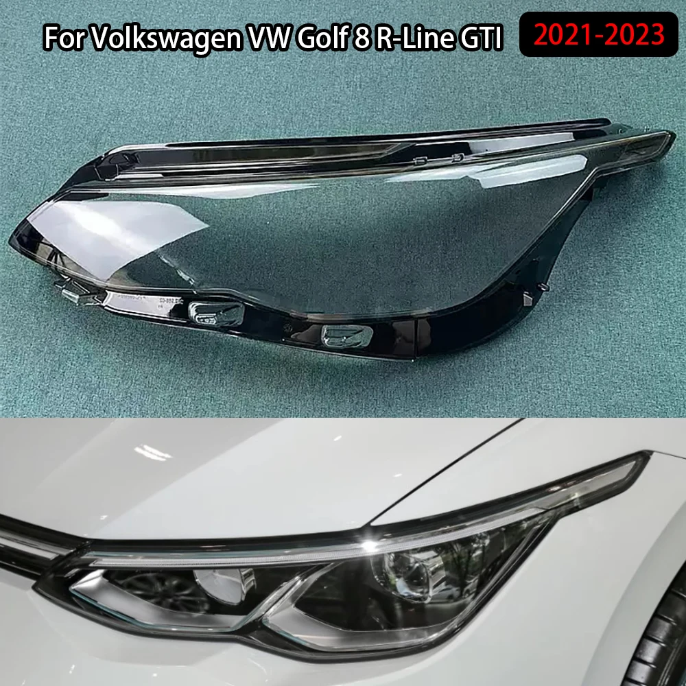 Headlamp Cover Transparent Headlight For Volkswagen VW Golf 8 R-Line GTI 2021-2023 Lens Plexiglass Replace Original Lampshade