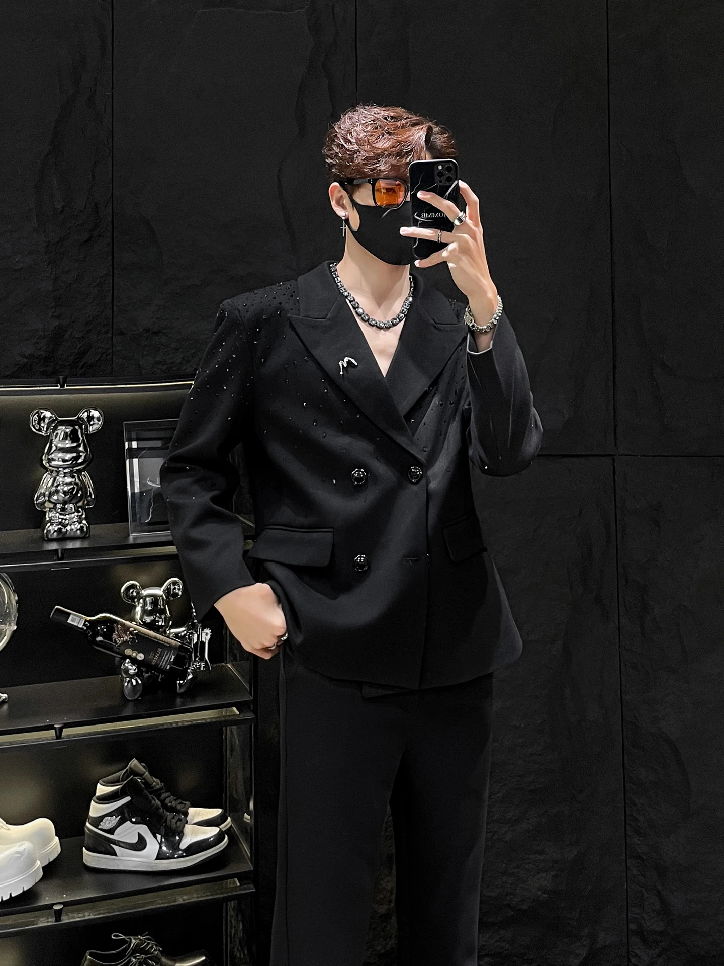 

Мужской костюм Design Sensation Street Sle с стразами Hotfix от HOMME Trendy Haome Flaing Streetwear Jaet