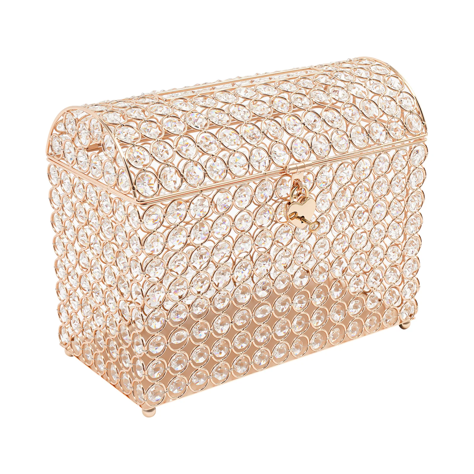 صندوق بطاقات زفاف أنيق مع قفل على شكل قلب وحامل هدايا ذو سعة كبيرة لاستقبال بطاقات المال ودعوات تخزين تذكار