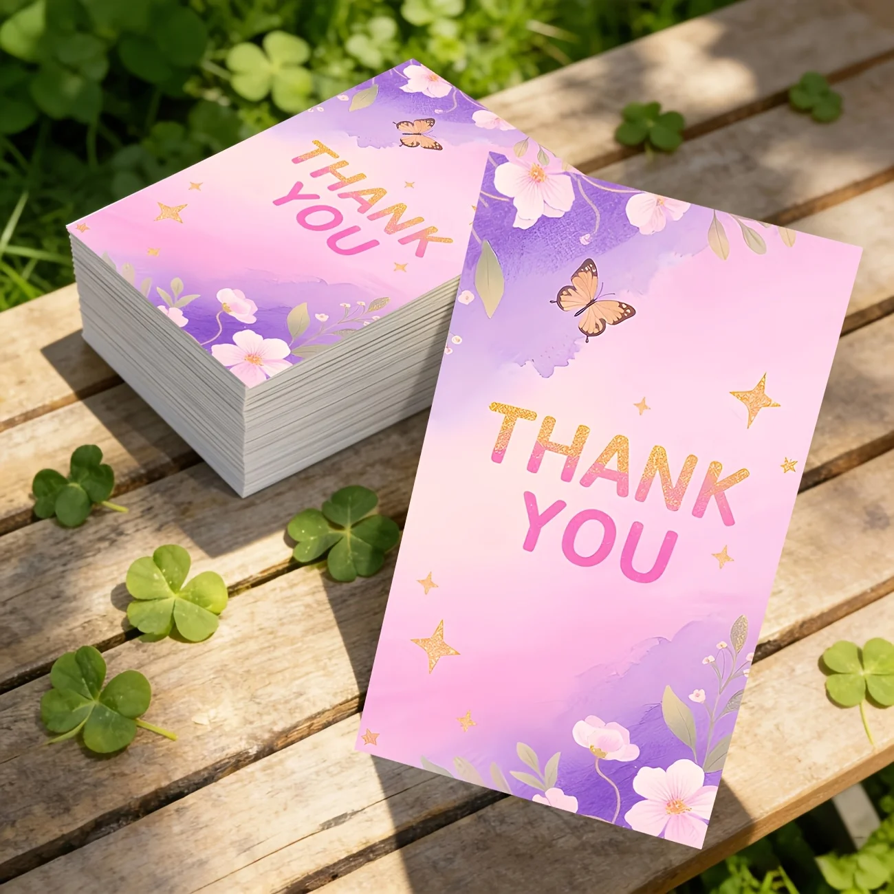 50PCS Gradient Purple Thank-you Cards, Used for Gift Packaging, Fantasy Themed Gifts, Party Decoration, Festivals, Business, Etc
