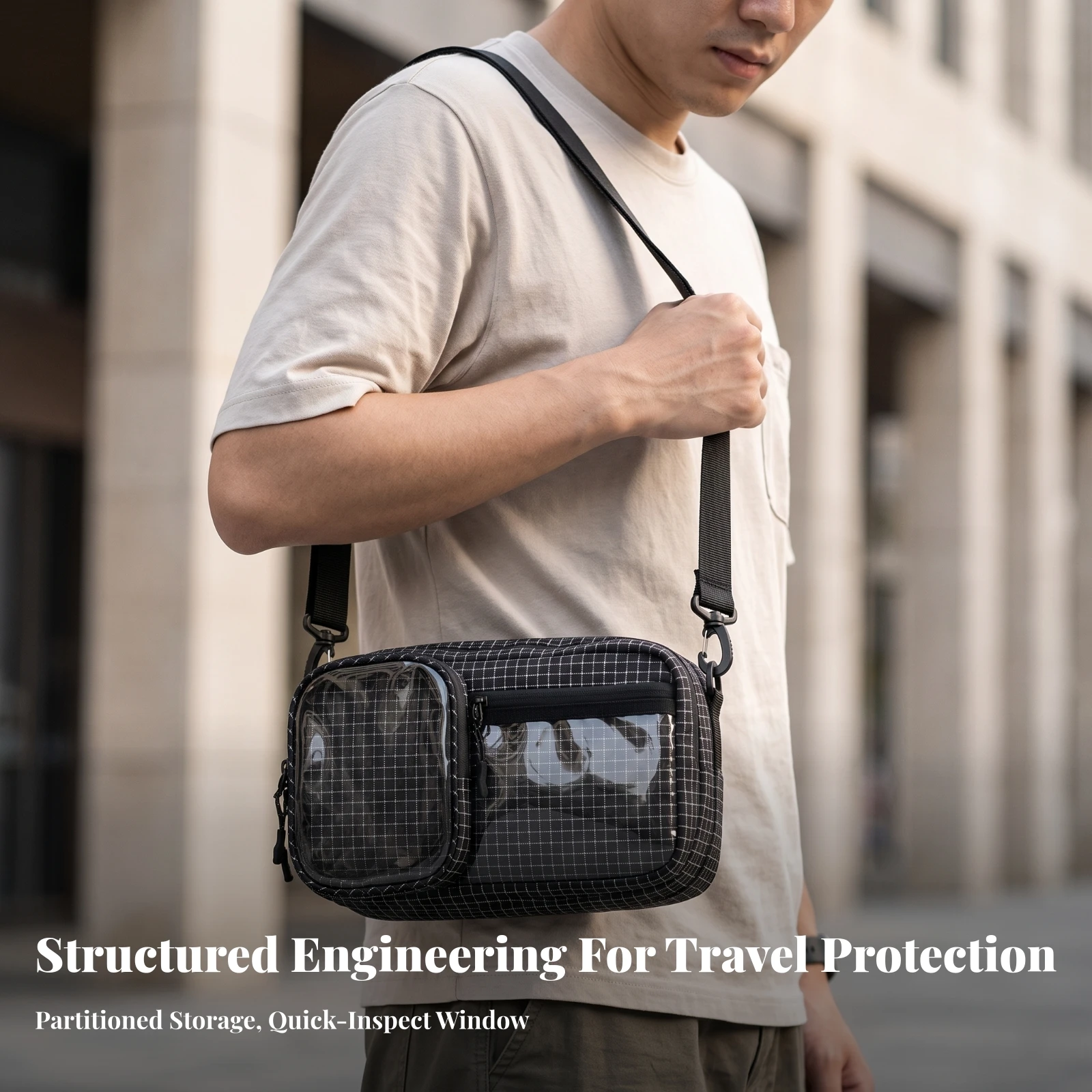 Immagine 4: Borsa a Tracolla con Due Scomparti e Multi-Tasche, Borsa a Tracolla con Cinghia Regolabile, Resistente e Confortevole