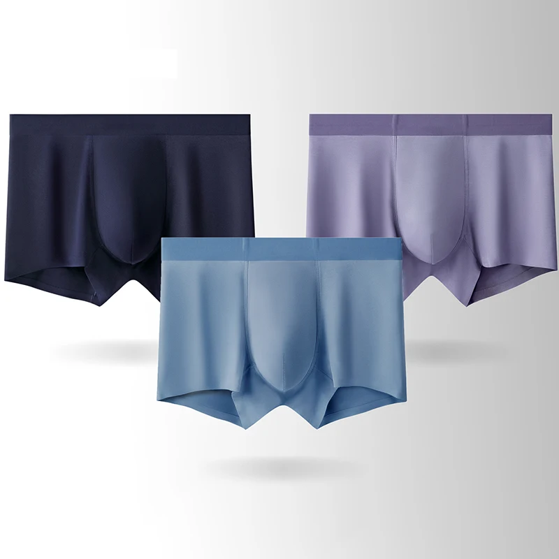 3pcs Man Traceless Underwear Male Antistatic Boxer Short Men Underpant Seamless Cut Hem Plus Size Men's Panties Breathable Brief