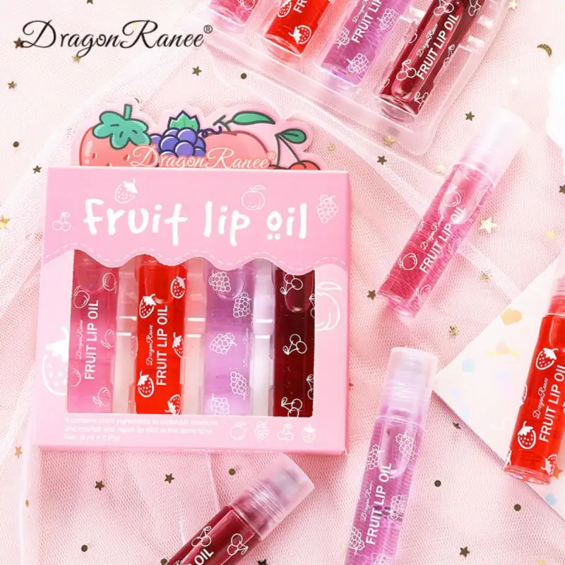 Transparent Toot Transparent Lip Glaze Plump Moisturizing Fruit Roll-on Lip Oil Set Lip Care Glass Lip Gloss Long-lasting