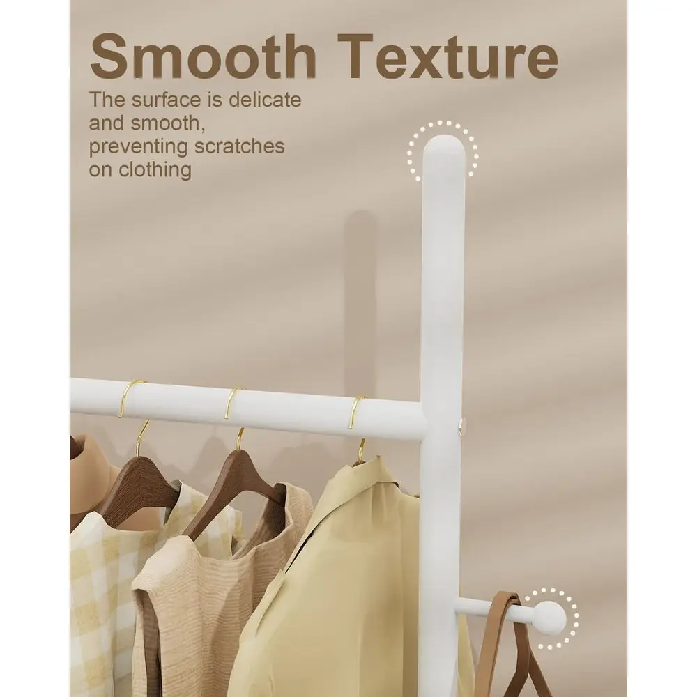 Cabide autônomo moderno com 2 ganchos, base Heavy Rock, 25,6 x 11,8 x 68,9 polegadas, branco