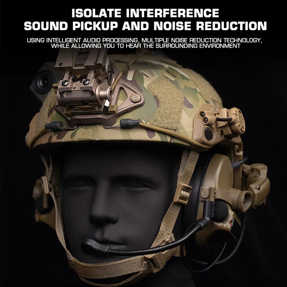 C5 Tactcial Headset Airsoft Pickup cuffie intercom con cancellazione del rumore Con braccio adattatore per cuffie NRR 31DB SNR 33DB Attrezzatura da caccia e tiro