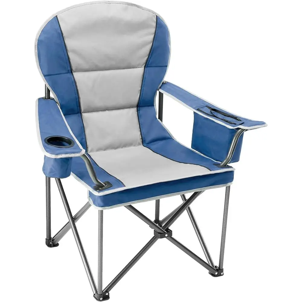 

Portable Heavy-Duty Collapsible Camping Chair for Adults, 500lbs Capacity, with Cup Holders, Ideal for Outdoor Activities, Blue
