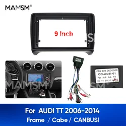 MAMSM For AUDI TT 2006-2014 Car Radio Fascias Frame Mount Kit 9 inch Stereo Panel Wiring Harness Power Cable Adapter Canbus